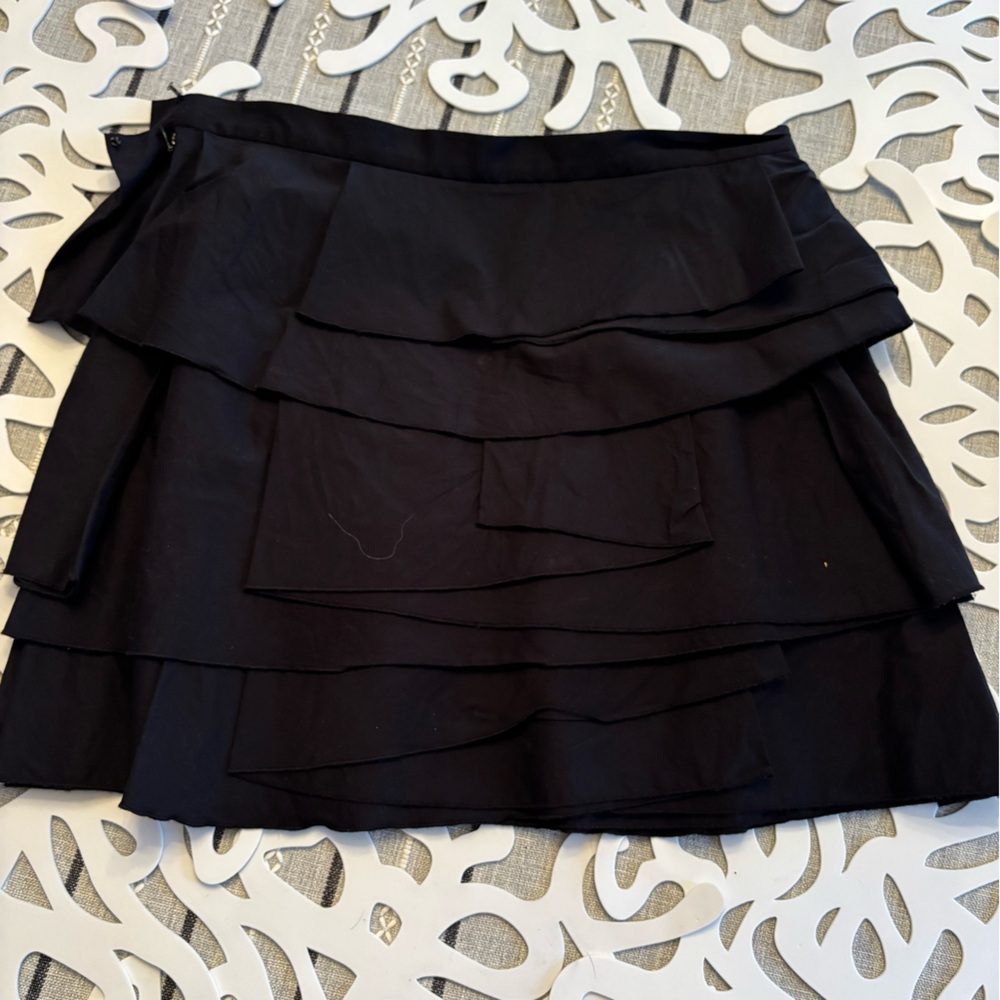 BCBGMaxAzria Black Asymmetrical Layered Skirt